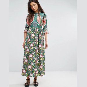 Camino Couture maxi dress green flamingo sz 6 / UK10